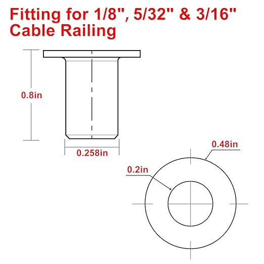 BLIKA 40 Pack Black Stainless Steel Protector Sleeves for 1/8" 5/32" or 3/16" Deck Cable Railing, for Wood/Composite Posts, T316 Marine Grade, Black Cable Railing Protector Sleeves