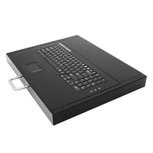 1U Rackmount Keyboard with Touchpad, USB/PS2 Connection, 99-Key Keyboard Drawer, Metal Rack Mount Tray for 19" Server Rack, Hot-Pluggable Design, Space-Saving 1U Steel Build, Durable Construction