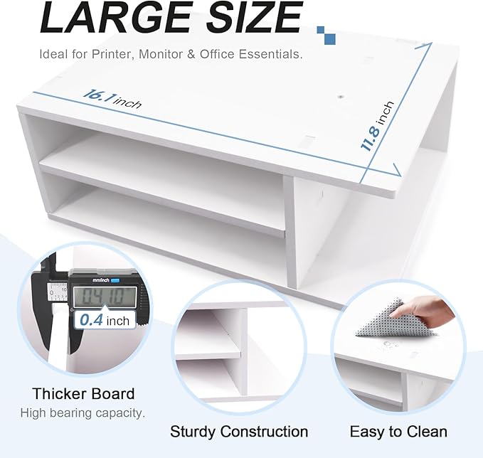 SONGWAY Printer Stand with Storage for Desk - Desktop Printer Shelf, Monitor Stand Riser, Desk Paper Storage Organizer for Home Office