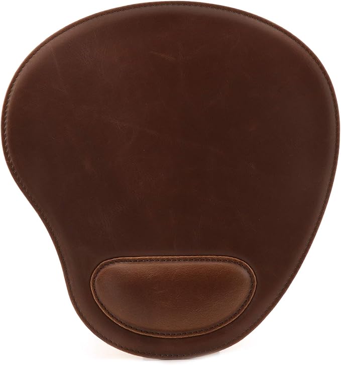 Londo PU Leather Oval Shape Non-Slip Mousepad with Wrist Rest Support, Waterproof Surface, Comfort Memory Foam, Light Ergonomic Design Mouse Pad for Laptop, Desktop