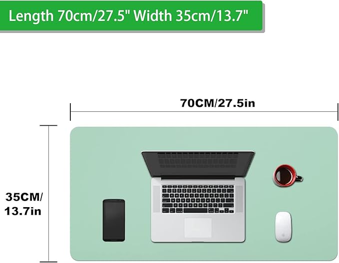 Large Leather Desk Pad Protector 27.5"x13.7",Non-Slip Durable Office Desk Mat for Writing, Computer, Laptop, Mouse Pad & Desktop Use,Desk Protector Mat,Aqua Green