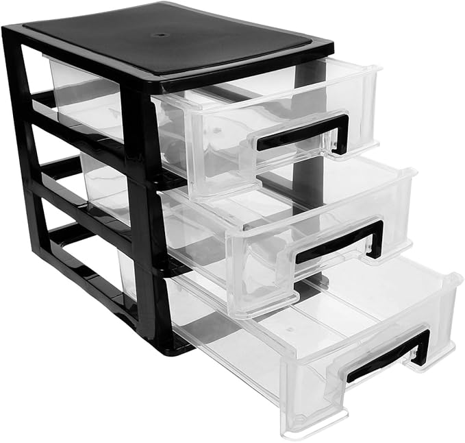 DOITOOL 3 Tier Plastic Drawer Type Closet Plastic Home Office Storage Organizer Makeup Organizer Storage Station Cubes Cosmetics Jewelry Box for Bathroom Dorm Desk Office