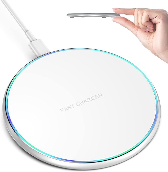 Wireless Charger 15W Max Fast Charging Pad Compatible with iPhone 17 16 15 14 13 12 11 Pro Max/Mini/Plus/XR/X/8, Samsung Galaxy S23/S22/S21/S20/S10, Galaxy Buds