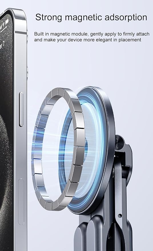 Multi-Purpose Portable Magnetic Stand, Suitable for Smartphones, Pad，Laptop， AluminumAlloy Material,Suitable fortraveling, Official Working and Leisure, and Home Entertainment (E05-gray)