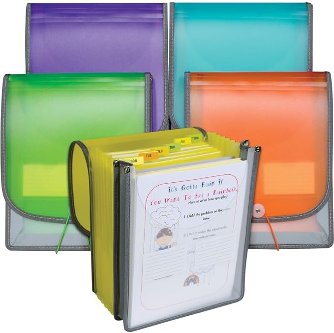 C-Line 7-Pocket Vertical Expanding Backpack Organizer File, 1 File, Color May Vary (58700), Assorted, 1" x 10 1/4" x 12 3/4"