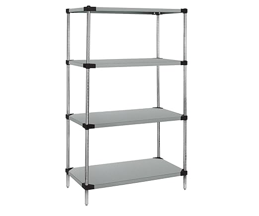 Quantum Storage Systems WRS4-74-1824SS Starter Kit Solid Shelves Stainless Steel 4 Shelves 74" H x 24" W x 18" D