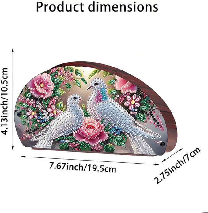 POETRYDRAW DIY Birds Diamond Art Painting Wooden Storage Box – Multi-Grid Moon Fan Makeup Brush Organizer, Double-Sided Drill Tabletop Holder for Women, Office & Home Decoration