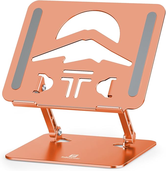 Laptop Stand, Ergonomic Adjustable Computer Stand for Collaborative Work, Foldable and Portable Heat Sink Computer Stands, Fits up to 16-inch Laptops (Orange)