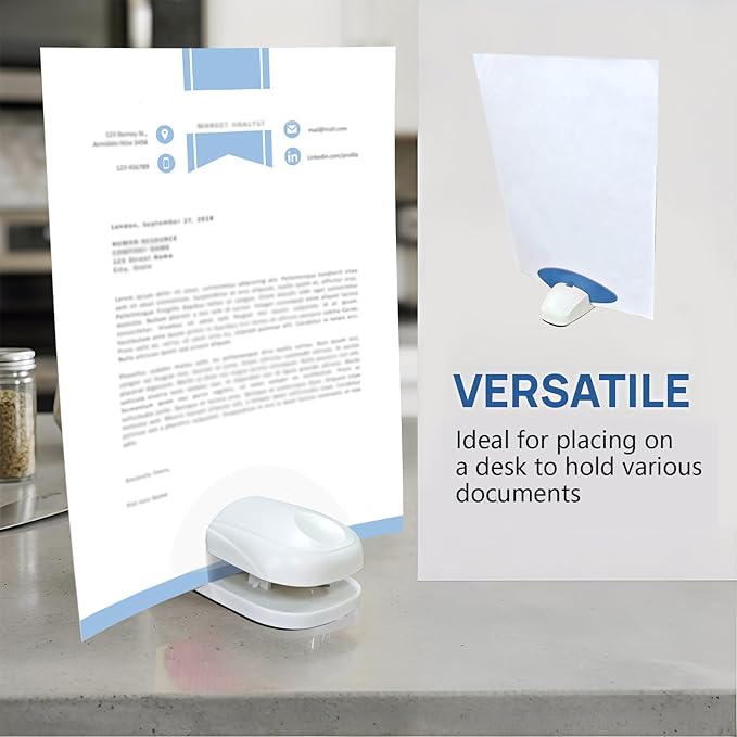Plastic Document Holder for Typing, Portable Paper Stand with Non-Slip Base for A4 Paper, Compact Reading Clip Holder for Office Desk, Computer, Bank - Blue