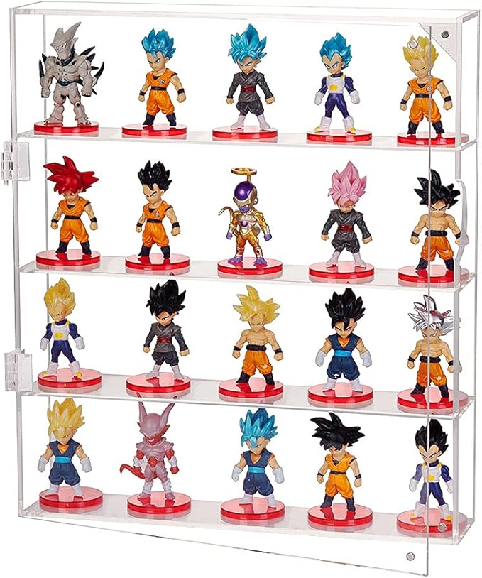 AITEE Acrylic Display Case for Mini Funko Pop Figures, Clear Wall Mounted or Desktop 4 Layer Storage Box Cabinet Organizer for Mini Toys, Collections or Stone