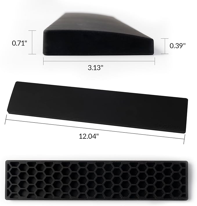 Ergonomic Silicone Wrist Rest for Keychron K12 / Q4 / Q60 / Q60 Max / Q4 Pro / Q4 HE / V4 / V4 Max, 12.04" Honeycomb Non-Slip Palm Rest, 60% Compact Mechanical Keyboard Support with Typing Pain Relief