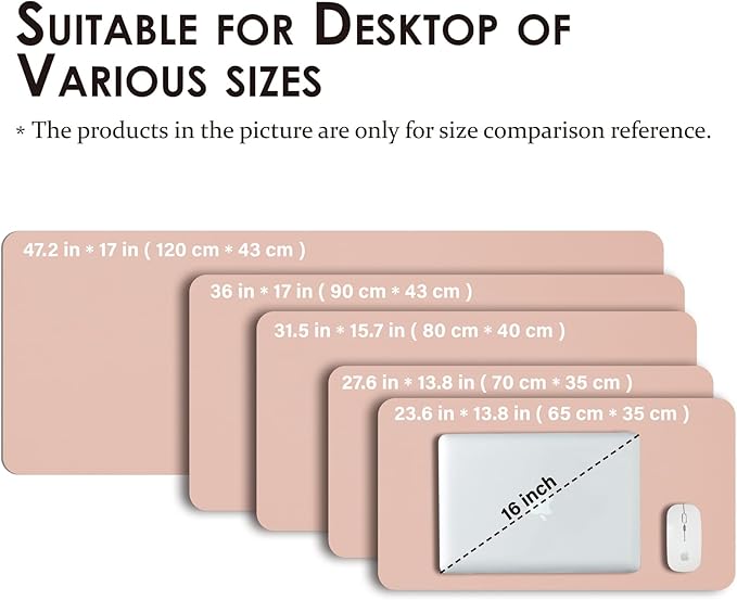 HOMIEAZICOZI Leather Desk Mat - Non-Slip PU Desk Pad for Office and Home - Desk Organization and Accessories - Ideal for Large Mouse Pad and Desk Mats on Top of Desks (Pink,31.5''x 15.7'') (DPD-P-M)
