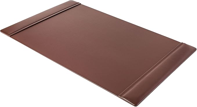Dacasso 38” x 24” Luxury Chocolate Brown Leather Desk Pad w/Side Rails - Executive Desk Surface Protector - Leather Desk Blotter for Writing