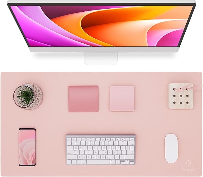 K KNODEL Non-Slip Desk Mat, Desk Pad, Desk Blotter, Desktop Mat for Desk, Large Desk Protector, Office Computer and Laptop Mat for Desk (31.5"x15.7", Pink)