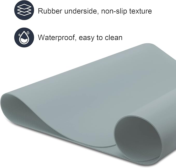 Desk Pad - Large Office Desk Protector, 27.5" x 13.7", Laptop Mat, Leather, Gray Blue