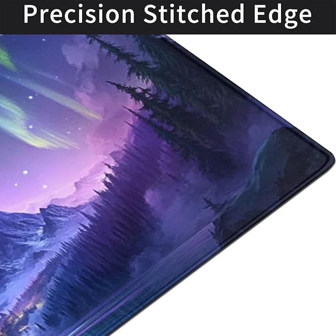 Extended Mouse Pad Large Gaming Mouse Pads - Aurora Painting Northern Lights Mountains Stars Desk Pad Computer Desk Mat Non-Slip Mousepad for Game Players, Office, Study (48" x 24")