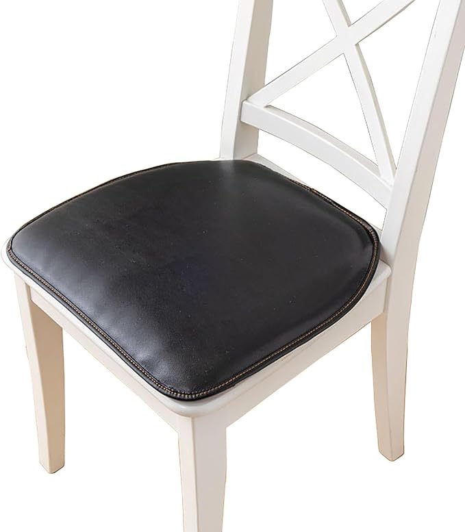 Premium Leather Chair Cushion, Waterproof Dining Chair Pads with Zipper, Horseshoe/Square Non Slip Seat Cushion(40x43cm(16x17inch), Black(A))