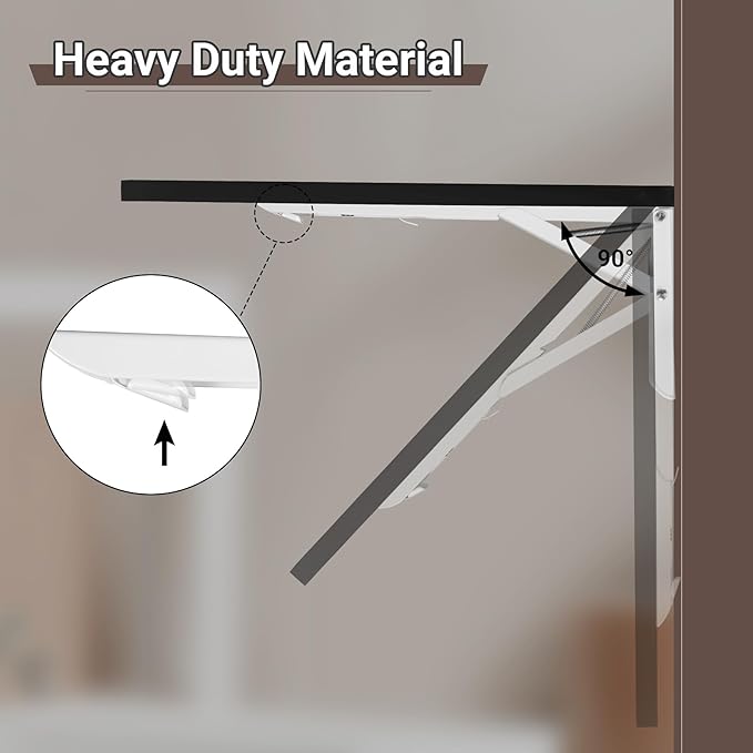 Neoaider Wall Mounted Folding Table 39.4”L x 19.7”W, Laundry Folding Table with Heavy Duty Metal Collapsible Shelf Brackets, Wall Mounted Desk Fold Down for Small Spaces, Black
