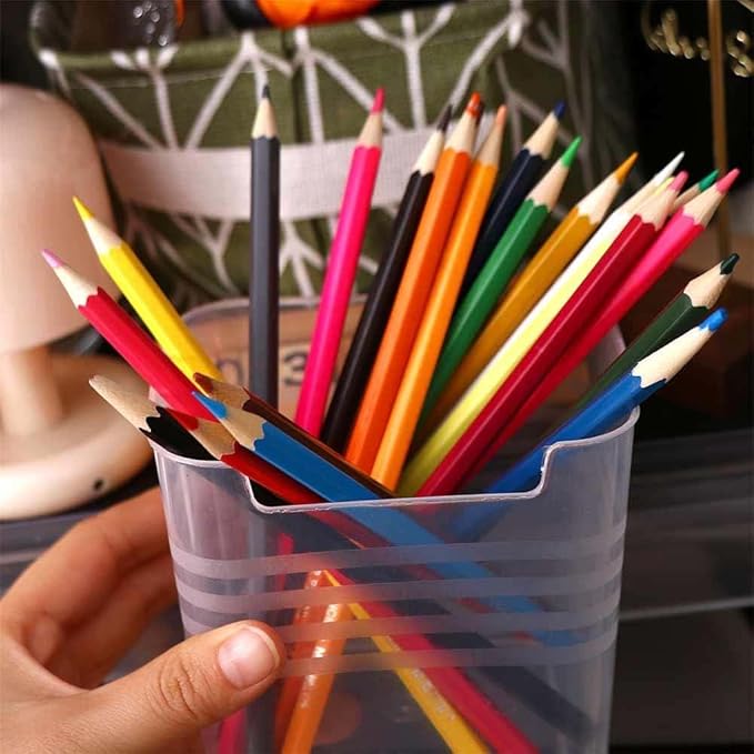10 Pcs Clear Plastic Storage Box Pen Holder, Office Desktop Organizer Large Capacity Cosmetic Holder, Square Organizer for Pencils, Markers
