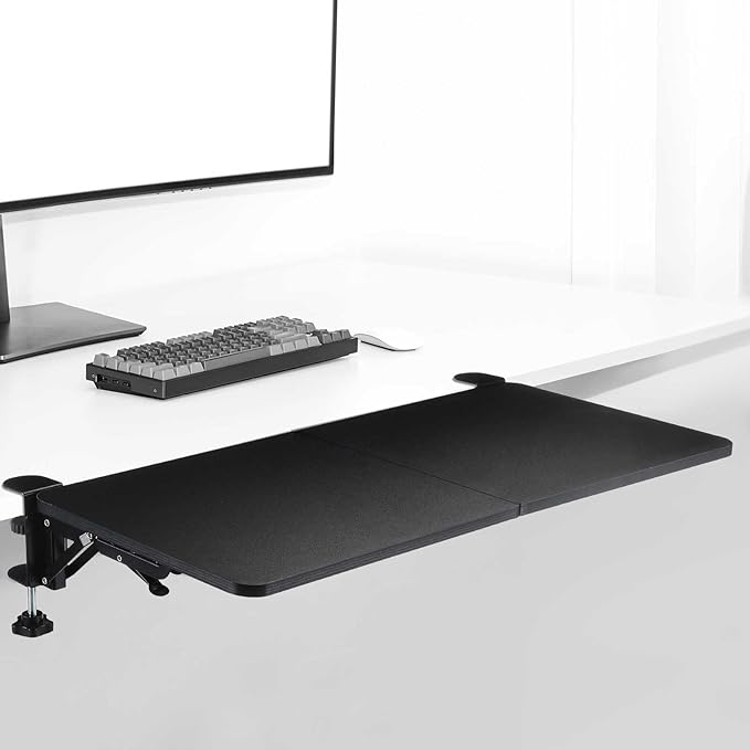 Yaocom Foldable Desk Extender 30 x 12 Inch Keyboard Tray Keyboard Extender for Desk Table Mount Arm Rest Shelf Foldable Drawer Tray for Dorm, Office, Kitchen Bar, RV Countertop, Black