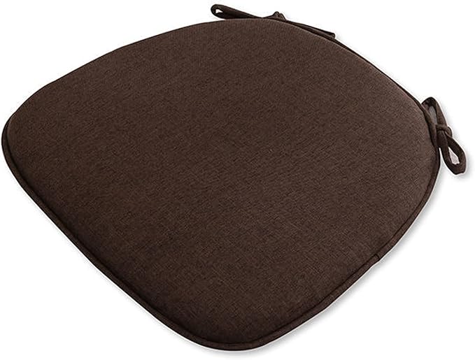 U Shaped Chair Cushion Cover with Ties for Dining Chair Pad Set of 1 Linen Thick Non Slip Seat Cushion for Kitchen Living Room Office Chair Decor Machine Washable 17"x 16" (Brown, 1)