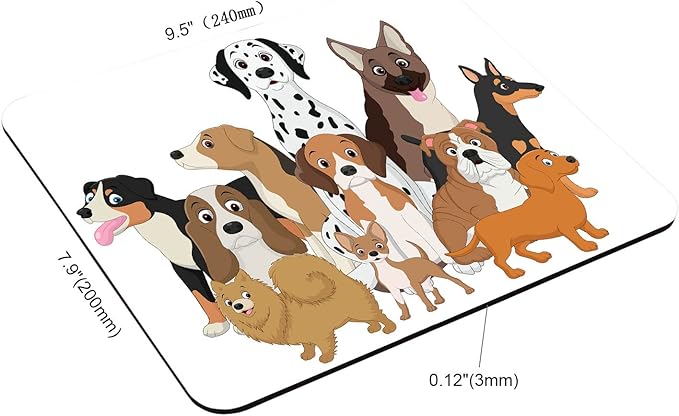 Small Mouse Pad 7.9 x 9.5 Inch, Funny Dogs Cartoon Mousepad with Washable Non-Slip Rubber Base Mousepads, Computer Mouse Pads for Wireless Mouse