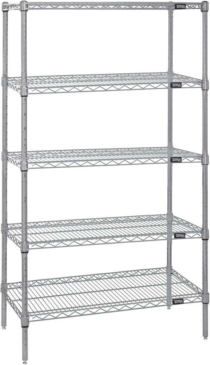 Quantum Storage Systems WR63-2142S-5 Starter Kit Wire Shelves Stainless Steel 5 Shelves 63" H x 42" W x 21" D