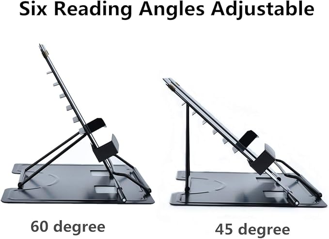 Citmage Desk Book Stand Document Holder Heavy Duty Metal Reading Stand Black for Book Magazine Menu iPad Music Score Speech Draft with 6 Adjustable Positions (Upgrade Edition)