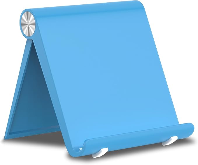 Cell Phone Foldable Stand for Desk, Portable Cell Phone Holder, Adjustable Tablet Dock, Office Desk Accessories for iPhone 17 16 15 14 13 Pro Max Air, Galaxy S25, S24, Blue