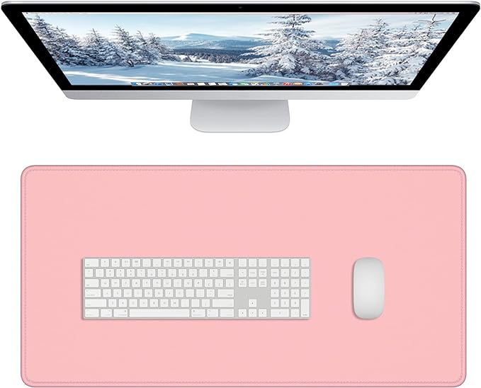 Dapesuom Large Gaming Mouse Pad, Extended Mouse Mat with Stitched Edges, Full Size Keyboard Pad with Non-Slip Base, Big XXL Computer Desk Mats for Gamer, Laptop, Office, 31.5 x 15.7in, Pink