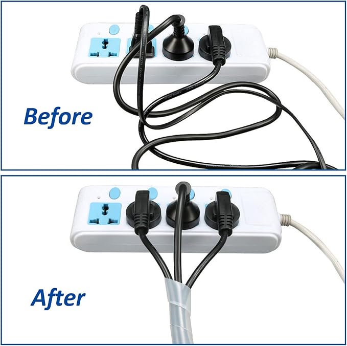 Spiral Cable Wrap - 7.2 Ft 3/4" Spiral Wire Wrap Cord Covers Bundle Sleeve Hose for Computer Electrical Wire Organizer (White, 3/4 Inch-7.2Ft)
