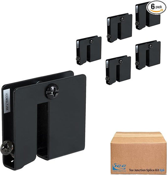 ICC Cable Runway Tee-Junction Splice Kit – 6-Pack | Steel, Black Powder Coat, 1-Piece Design for Tee Intersections