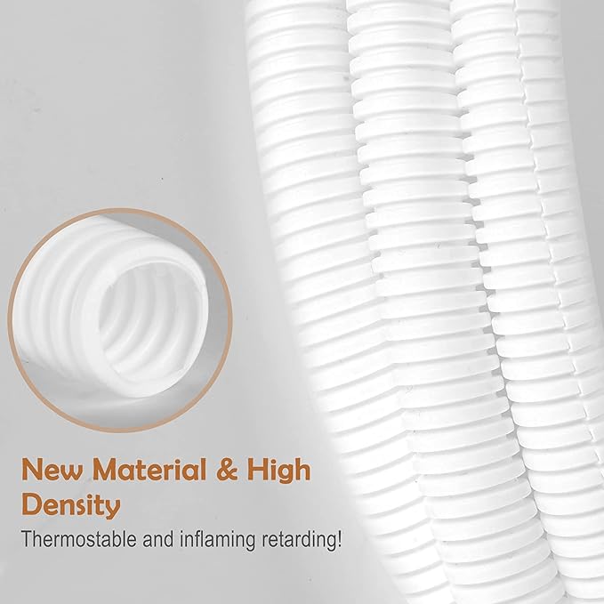 ZhiYo 20FT 1/2” Wire Loom Split Tubing Auto Wire Conduit Flexible Cover | High Temperature Heat Resistant -40F to 257F | Plastic Cover for Electrical Wires & Cables, White