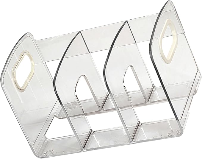 Cyrank Transparent Acrylic File Organizer for Desk, 4 Sections Book Paper Storage Dividers with Side Handle Envelope Vertical File Stand (#1)