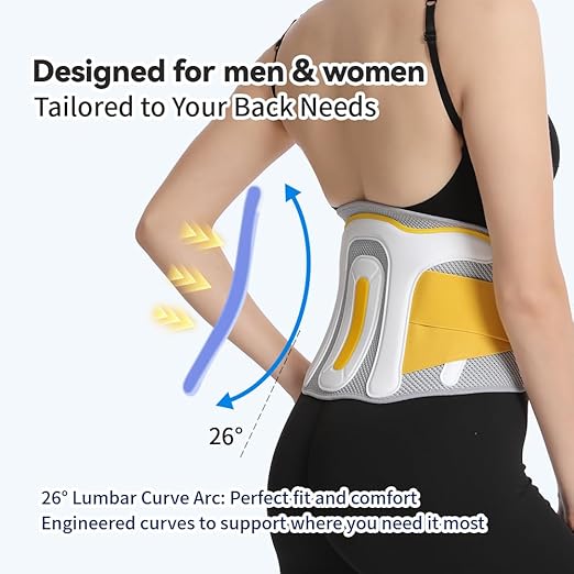 Back Brace for Men & Women,3D Knit Material Lumbar Support Belt,Soft Breathable Mesh Design,Ergonomic Lumbar Support Size M 31"-38"