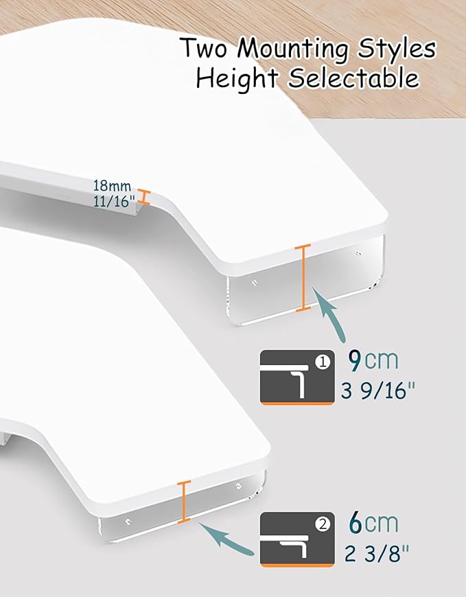 ROYUMI Corner Monitor Stand - Clear Acrylic Leg & Wood Screen Stand, L-Shape Desk Triangle Riser for Monitor/Laptop/Computer, Organizer With Drawer (Brown)