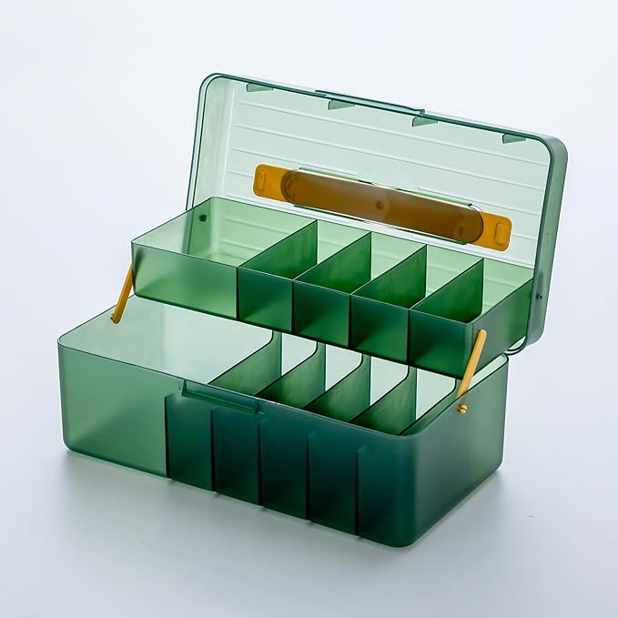 Vidifor Large Cable Organizer Box with 20 Cable Ties, Portable Cord, Charger and Bandages Storage for Drawer, Desk, Office & Home (Green)