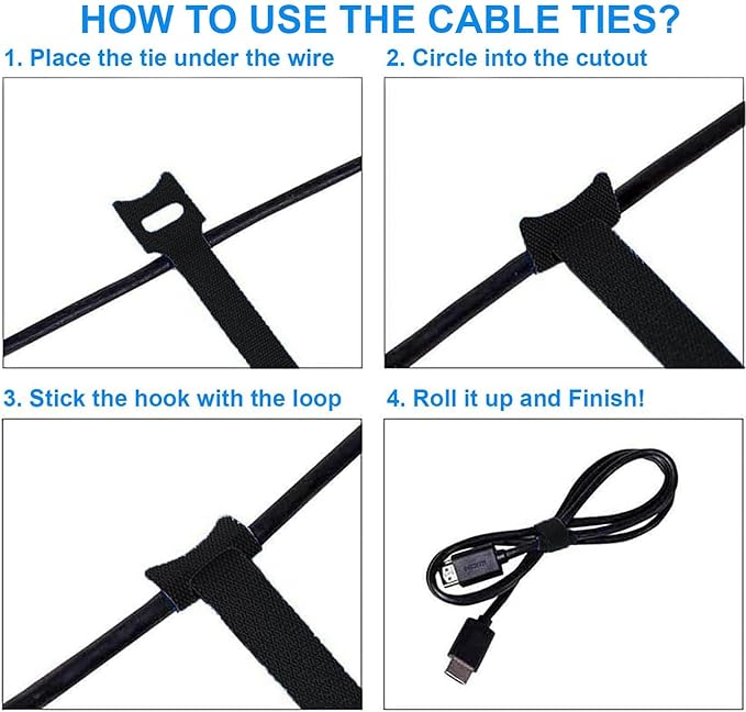 California JOS 60 PCS 6 Inches Colorful Reusable Cable Ties, Wire Ties, Cord Organizer, Cable Organizer, Adjustable Cable Management