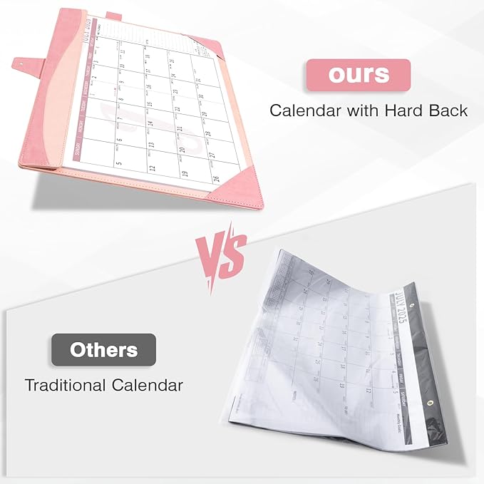 Ospelelf Desk Calendar 2026-2027 Large 12"x17" Leather Monthly Planner Pad with Protective Cover 18 Months Use July 2026 to December 2027 Pink