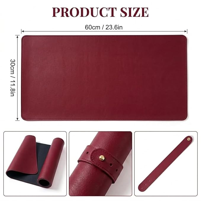 Double Sided Nail Art Table Mat, Soft Microfiber Leather Nail Hand Rest Mat, Waterproof Nail Arm Rest, Nail Mat for Manicure Table Nail Technician, for Desk, Dining Table, Black & Red (MAT ONLY)