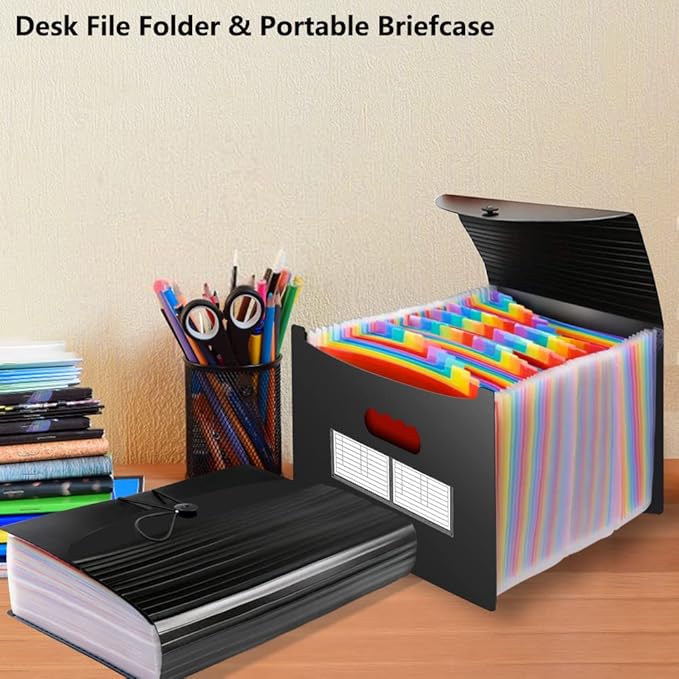 AFMAT Accordian File Organizer, 60 Pockets Large Expanding File Folder Organizer with Blank Labels, Letter/A4 Size Accordion Files Organizers Expandable for Receipt, Bill, Tax, Legal AF01
