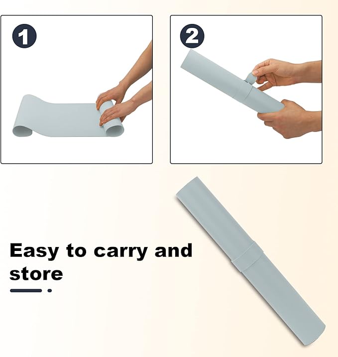Desk Pad - Large Office Desk Protector, 27.5" x 13.7", Laptop Mat, Leather, Gray Blue