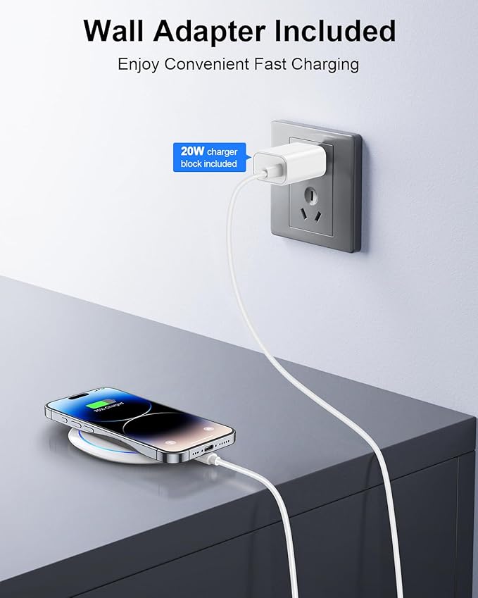 Fast Wireless Charger, NANAMI 7.5W Charging Pad with PD3.0 Adapter USB Phone Charger for iPhone 17/17 Air/16/15/14/13/12/11 Pro, Airpods 2, 10W for Samsung Galaxy S26/S26+/S25/S24/S23/S22/S21/S20