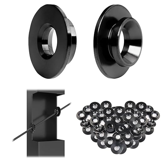 Muzata 40 Pack 1/8" 30 Degree Angle Wheel Black Cable Railing Grommets ONLY for Angle 1/8" 5/32" 3/16" Wire Rope T316 Stainless Steel Protector Sleeves Deck Cable Railing Hardware Kit Metal Posts CR79