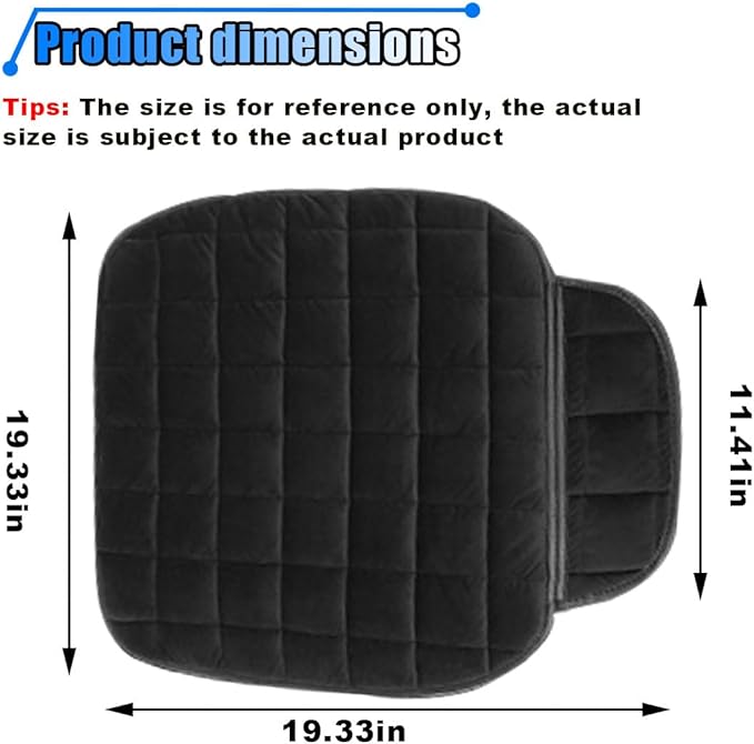 LAINLOY Car Seat Cushion, Soft Plush Vehicle Driver Seat Pad with Storage Pocket, Non-Slip Flat Rubber Bottom, Universal Seat Protector Cover for Truck, Car, SUV, Home, Office, Chair(Black)