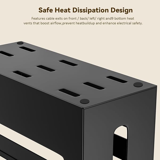 0.6mm Metal Cable Management Box Large Cable Organizer Box and Power Strip Box for Electrical Cord Hiding, Home Office Floor Cables Hider, TV Wires Storage Organization