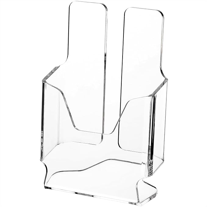 YUXUN Acrylic Brochure Holder 4x9inch,Clear Countertop Display Stand,Pamphlet Holder for Trifold 4 Inch Flyers,Booklets,Menu,Leaflets,Photocards for Office,Home,Store,1 Pack,A6