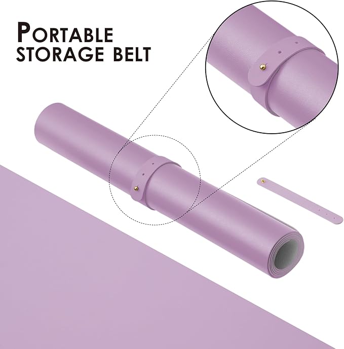 Leather Desk Mat - Small Non-Slip PU Desk Pad for Office and Home - Desk Organization and Accessories - Ideal for Large Mouse Pad and Small Desk Mats on Top of Desks (Purple,23.6"x 13.8")