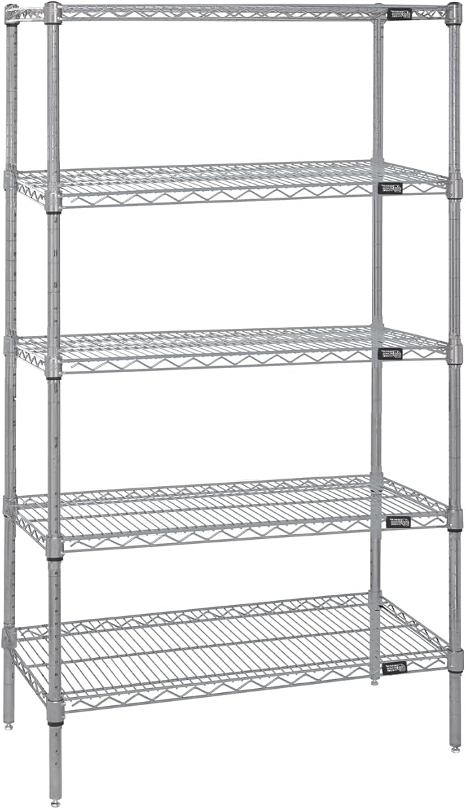 Quantum Storage Systems WR63-2424S-5 Starter Kit Wire Shelves Stainless Steel 5 Shelves 63" H x 24" W x 24" D