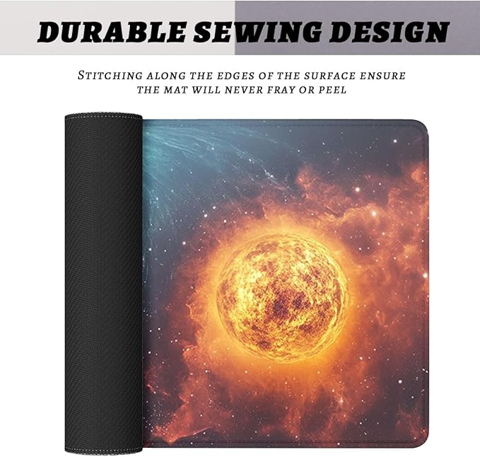 Galaxy Space Gaming Mouse Pad Black Hole Solar Extended Mousepad Waterproof Stitched Edges Rubber Base Non-Slip Deskmap Computer Keyboard Mat 31.5x11.8 Inch